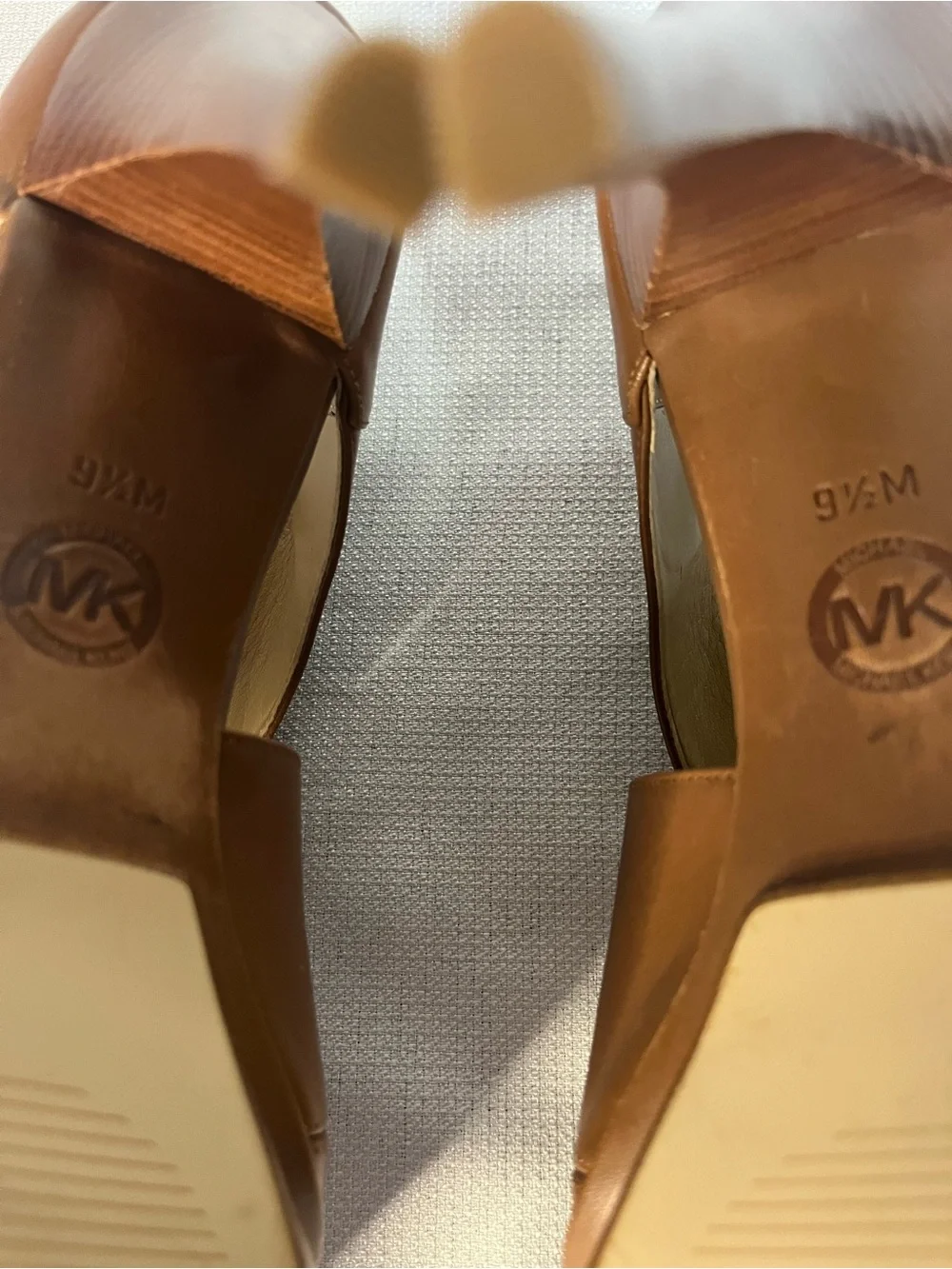 Michael Kors Cognac Peekaboo Toe Platform Stilettos with Zipper Back - 9.5M